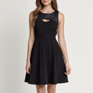 Bailey 44 XS Black Faux Leather Cutout Fit & Flare Dress Sleeveless USA